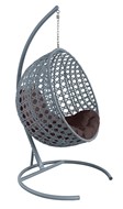 Подвесное кресло КРУГ ЛЮКС с ротангом (Серый/коричневая подушка) в Хабаровске