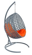 Подвесное кресло КРУГ ЛЮКС с ротангом (Серый/оранжевая подушка) в Хабаровске - предосмотр