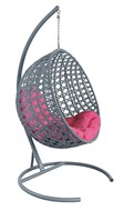 Подвесное кресло КРУГ ЛЮКС с ротангом (Серый/розовая подушка) в Хабаровске