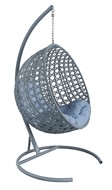 Подвесное кресло КРУГ ЛЮКС с ротангом (Серый/серая подушка) в Хабаровске