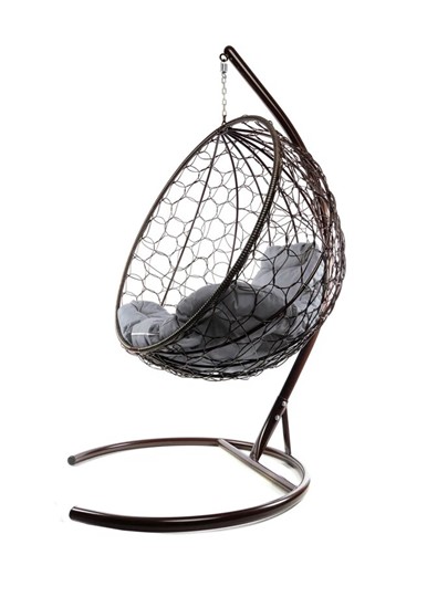 Подвесное кресло КРУГ с ротангом (Коричневый/серая подушка) в Сочи - изображение 2