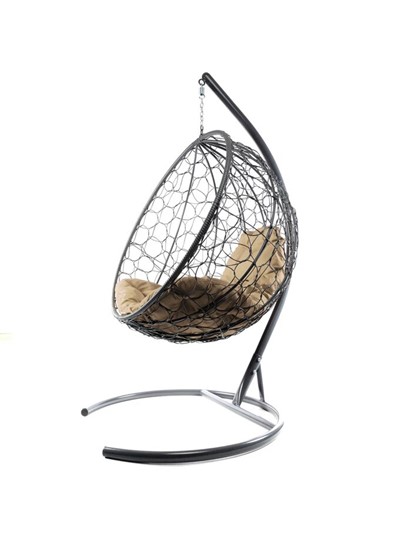 Подвесное кресло КРУГ с ротангом (Серый/бежевая подушка) в Самаре - изображение 1