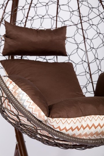Кресло-кокон подвесное Liverpool Comfort (коричневый/коричневый/бежевый) в Саратове - изображение 1