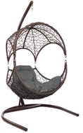 Подвесное кресло Орех с ротангом (коричневое/серая подушка) в Самаре