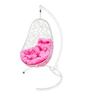 Подвесное кресло Овал ротанг Белое/розовая подушка в Туле