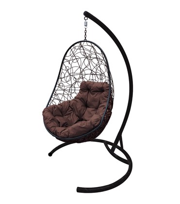 Подвесное кресло Овал ротанг Черное/коричневая подушка в Саратове - изображение