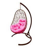 Подвесное кресло Овал ротанг Коричневое/розовая подушка в Рязани