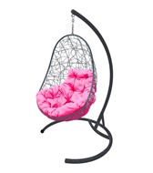 Подвесное кресло Овал ротанг Серое/розовая подушка в Рязани