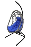Подвесное кресло Ривьера, корзина серая/подушка синяя, D60-МТ001/1 в Кемерово