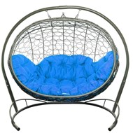 Подвесное кресло УЛЕЙ с ротангом, (серый/синяя подушка) в Симферополе