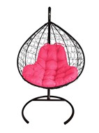 Подвесное кресло XL с ротангом, чёрное/розовая подушка в Екатеринбурге