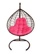 Подвесное кресло XL с ротангом, коричневое/розовая подушка в Екатеринбурге - предосмотр