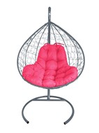 Подвесное кресло XL с ротангом, серое/розовая подушка в Екатеринбурге - предосмотр