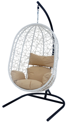 Подвесное кресло Кокон XL, каркас молочный, подушка бежевая D52-МТ002 в Саратове - изображение